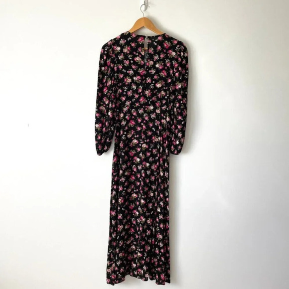 Zara Floral Print Midi Dress Black Pink Size Small - Picture 6 of 8